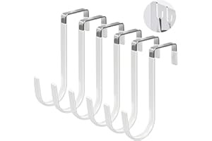 Simpolor Over The Door Hooks, 6 Pack Door Hangers Hooks with Rubber Prevent Scratches Heavy Duty Organizer Hooks for Living Room, Bathroom, Bedroom, Kitchen Hanging Clothes, Towels, Hats, Coats, Bags