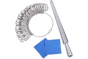 Misuratore Anelli, Taozoey Set di Misurazione per Anelli, Anello Gauge Anelli di Misura Strumenti, Metallo Dimensionamento Misuratore Anelli, Calibro per Anelli Mandrino, Taglia 41-76