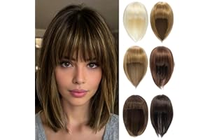 PARXITN Hair Topper für Frauen Synthetische Haareile 30cm Hair Toupet mit Pony gerade Wiglets Haareile für dünnes Haar Mittelbraun mix Dunkelblonde