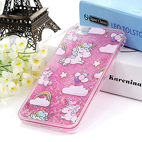 iphone 6/6S Hülle Badalink UltraSlim Schutzhülle TPU+PC Handyhülle Case Cover Treibsand Flüssige Glitzer Glitter Stern Pferd Handytasche Anti-Rutsch Kratzfest - 2