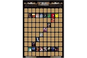 VOHESEA Lot de 100 posters Anime Scratch Off - Anime Bucketlist A2 - Scratch off Top 100 - Anime Bucket List - Impression couleur - Idées de papier peint photo - Cadeau pour couples, amis et famille