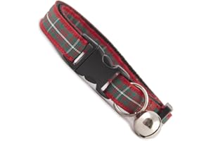 COOL CAT COLLARS Red Tartan Pattern Cat Collar | Cat safety collar | Removable bell | Scottish Tartan Collar…