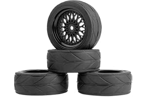 KEEDA RC bil, 64 mm gummidäck och 52 mm/2,05 tums plastfälghjul för 1/10 RC On Road Touring Racing Drift Car (pressdjup 6 mm