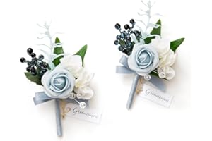 ‎LING'S MOMENT Ling's moment ansteckblume Anzug Buttonhole für Männer, 2 Stück Bräutigam Trauzeugen Gast-Boutonniere, künstliche Blumen für Hochzeit/Abschlussball/Heimkehr usw. Herbstorangefarbenes Terrakotta