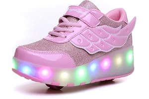 Aizeroth USB Aufladen 7 Farbwechsel LED Blinkend Schuhe Mit Doppelt Rollen Automatisch Räder Rochen Skateboardschuhe Outdoor Fitnessschuhe Gymnastik Laufschuhe Sneakers für Jungen Mädchen