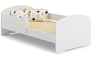KOBI MEBLEKO Letto per bambini 140 x 70 cm con materasso e barriera protettiva