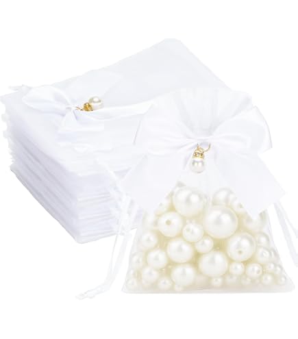 G2PLUS Organzasäckchen Mit Gänseblümchen | 30 Stück 10x12cm | Beige Geschenkbeutel Mit Kordelzug