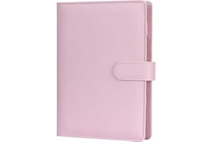 ‎FYY FYY 6 Löcher Binder Notizbuch, A5 PU Leder Loseblatt Notizbuch Binder Notebook,Notizbuch Din A5 Nachfüllbar PVC Binder Taschen/A5 Refill Paper für Filofax A5 Notizen DIY Bullet Journal Skizze,Rosa