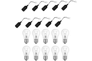 ‎NCC-LICHT NCC-Licht 10 x Baufassung Lampenfassung Renovierfassung E27 schwarz mit Steckklemme + 10 x Glühlampe A55 60W E27 klar 710lm