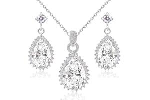 Crystalline Azuria Joyería Juegos de Joyas Lágrima para Mujeres y Niñas Joyería Juegos de Joyas Boda Joyería Juegos de Joyas con Collar y Pendientes para Esposa Novia Joyería