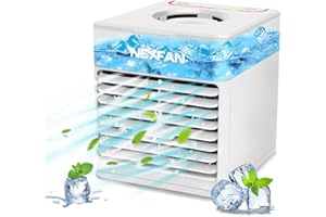 Elitlife Air Cooler 4 in 1 Portable Mini Air Conditioner Units Mobile Air Conditioning Unit, Personal Air Cooler with 3 Adjustable Wind Speeds & 7 LED Lights,Perfect for Home and Office (White)