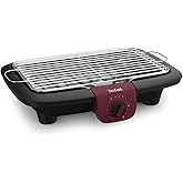 Tefal BG90E5 Easygrill Adjust Elektro- Tischgrill | 2300 Watt | 720 cm² Grillfläche | Einfache Reinigung | Schwarz/Burgunderr