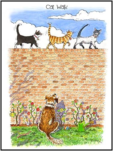 Little Snoring Gifts: 7x5 Greetings Card Funny Farm - Cat Walk