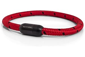 Akitsune Silva bransoletka nylonowa, 5 mm grubości, damska/męska bransoletka ze stali szlachetnej, prosta bransoletka z zapięciem magnesowym, matowy czarny, 19.5 centimeters, Skóra, Bez kamienia