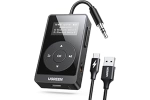 UGREEN Receptor Transmisor Bluetooth 5.3 aptX HQ Adaptador Bluetooth 2 en 1 Jack 3,5mm Audio para Coche Altavoz Auriculares Amplificador TV