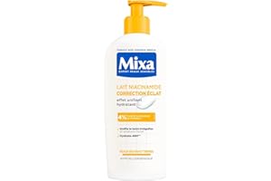 Mixa - Lait Niacinamide Correction Éclat pour Peau Sèche et Terne - Enrichi en Beurre de Karité, Niacinamide et Vitamine C - Corrige les Irrégularités de Textures et de Teint - 250 ml