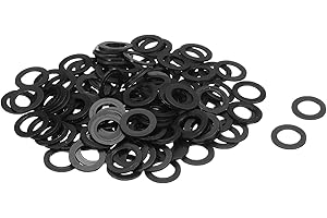 QUARKZMAN 120 Pcs Arandelas Planas, Pasacables de Nylon M10 10Mm Id 16Mm Od 1Mm de Grosor Arandelas Plástico para Juntas de Hojas de Plástico Espaciador de Sellado Anillo, Negro
