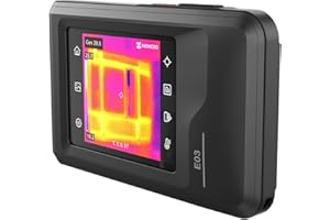 La termocamera compatta HIKMICRO E03 ha una risoluzione SuperIR di 240x240 e una camera visibile con risoluzione 96x96/9216 pixel, 25 Hz, display touchscreen da 3.5", IP54, da -20°C a 350°C