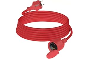 HUARUI Verlängerungskabel Outdoor 4m, Gummi Stromkabel Verlängerung mit Schuko Stecker für den Außenbereich IP44, Kabelverlängerung H05RR-F 3G1,5mm² mit Schutzkappe, Elektrokabel außen, 3500W, rot