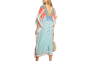 YouKD Letnia długa kaftanowa sukienka plażowa bikini plus size kimono dla kobiet