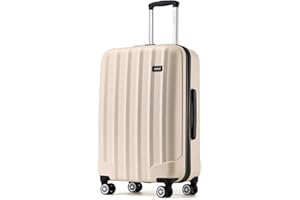 Kono 24 Inch Hard Shell Luggage Lightweight ABS with 4 Spinner Wheels Business Trip Trolley Case Suitcase (Beige)