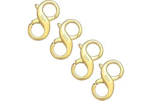 Double Fermoir Chaîne Or, ALEXCRAFT 4 pièces Fermoir Bijoux Or 925 Double Cisaille de Homard Fermoir Mousqueton Grand 14K Plaqué Or Fermoir pour Chaîne Bracelet Collier Bijouterie