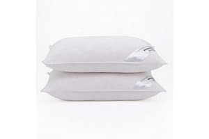 Adam Home Duck Feather Pillows 2 Pack Hotel Quality (Standard Size) - Luxury Down Pillows Extra Soft Filling Filled in 100% Cotton Cover (White, 48 * 74)