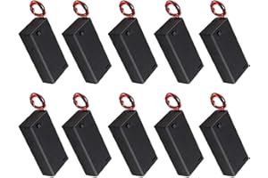 YIXISI 10 Pezzi Portabatterieper di Plastica 2 Batterie AA da 1.5V, Custodia per Batteria con Case on/off Interruttore e Connessione Cavo, Custodia di Supporto per 2 Batterie AA da 3V