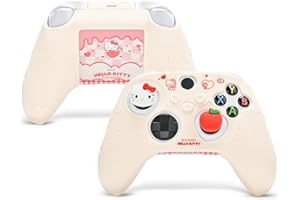 Kuitmor Funda protectora para mando Xbox Series X, funda protectora suave, antideslizante, compatible con mando inalámbrico Xbox con 2 tapas de agarre para el pulgar (blanco)