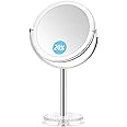 MIYADIVA 20X Makeup Mirror for Dressing Table,Magnified Vanity Mirror with 360°Rotation,Double Sided 1X & 20X Magnifying Mirror on Stand,Bathroom Mirror Free Standing,17 cm