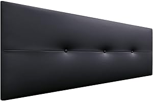 DHOME Testiera in similpelle o in tessuto AQUALINE Pro Testiera imbottita Letto di lusso (Similpelle Nero, 160cm (Letto 150/160))