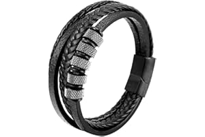 JSNOM Armband Herren Lederarmband Geschenke: Geflochten Leder Weihnachten Vatertag Valentinstag Geburtstagsgeschenk Liebesgeschenke Schmuck Geschenk für Freund Ehemann Männer