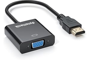 dynattenik BridgeAV Série | Adaptateur Convertisseur HDMI vers VGA avec Audio | Full HD 1080p | pour Professionnels, Étudiants, Présentations, Conférences et Home Cinéma – Couleur Noire