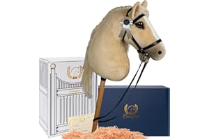 Ehrenpferd Hobby Horse Pferde Mädchen Geschenk -A3- Premium Steckenpferd & Hobby Horse Zubehör - Hobby Horse Pferde Spielzeug Set mit Stockpferd, Hobby Horse Trense & Hobby Horse Stall -Sunny