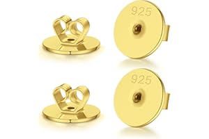 LUCKMORA XXL Ohrring Verschluss Sterling Silber 925 Ohrstecker 2 Paar Ohrringstecker Verschlüsse Groß Stopper Gegenstecker für Ohrstecker Rohlinge Ohrstopper Stecker Loch: 1 mm (1mm G)