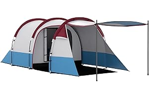 Outsunny Tienda de Campaña Familiar para 3 Personas Tienda de Camping Plegable con 2 Habitaciones y Bolsa de Transporte Impermeable para Senderismo 420x200x150 cm Multicolor