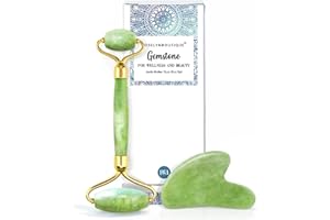 roselynboutique Gua Sha & Jade Roller for Face Set Self Care Gifts for Women - Facial Skin Care Tools Muscle Roller Massager Relaxing Relieve Wrinkles - Natural Healing Crystal Stone