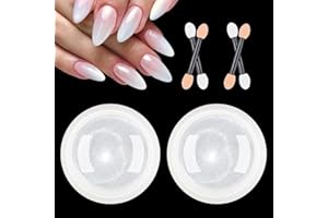 Polvo de Cromo Blanco, Polvo de Uñas de Efecto Perla Polvo de Brillo de Uñas de Concha con Efecto de Espejo Mágico Para Decor