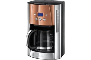 RUSSELL HOBBS Russel Hobbs Machine à Café, Cafetière Filtre 1,8L Inox, 12 Tasses, Programmable, Auto-Nettoyante - Cuivre 24320-56 Luna