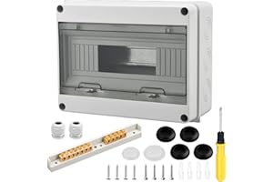 YNHJQP Caja de distribución impermeable para exteriores, IP65 resistente al agua y al polvo, caja de distribución de 12 vías con abrazaderas de 7 + 5 agujeros, adecuada para el jardín o el uso al aire libre
