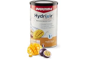 OVERSTIM.s– Boisson Hydrixir Antioxydant (600g) - Boisson énergétique isotonique pour le sport – Electrolytes (sodium,magnésium) – Vit. B1, B6, C, E) – Réduction de la fatigue - Saveur Mangue passion