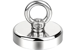 Powmag Magnet 245KG Zugkraft, Neodym-Ösenmagnet Ø75 x H18 mm, Hochleistungsmagnet Ideal für Magnet Fischen, Magnet Stark Groß mit Ringschraube und Senkbohrung für Magnetfischen und Bergung im Fluss