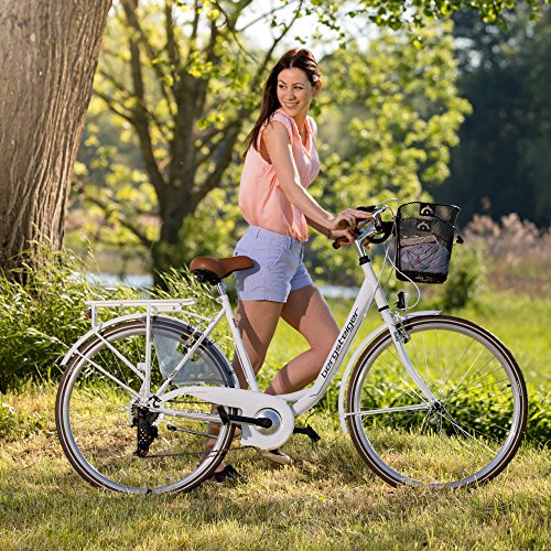 Bergsteiger Paris 28 Zoll Damenfahrrad, QuickFix-Korb, 6 Gang Shimano + Licht, Retro-Design - 7