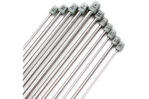 TEOGNEOT Agujas de Punta Agujas de Tejer Unica Acero Inoxidable de un Solo Tamaño 11 Pares 11 Tamaño, 14 Pulgadas