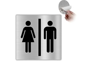 LEIASA | Självhäftande Skylt Badrum Herr och Dam - 10x10 cm - Tjocklek 0,8 mm - Aluminium - Unisex WC-Skylt - Gemensamt Toale