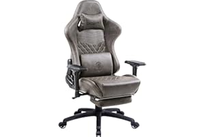 Dowinx Sedia da gaming, ergonomica, stile da corsa con massaggi, supporto lombare, poltrona da ufficio per computer, in pelle PU, con poggiapiedi retrattile, braccioli 4D
