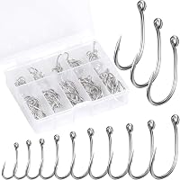 Lot De 100 Hameçons En Acier Carbone - 10 Tailles (#3 à #12) Avec Boîte De Rangement - Pour Pêche Eau Douce Et Mer