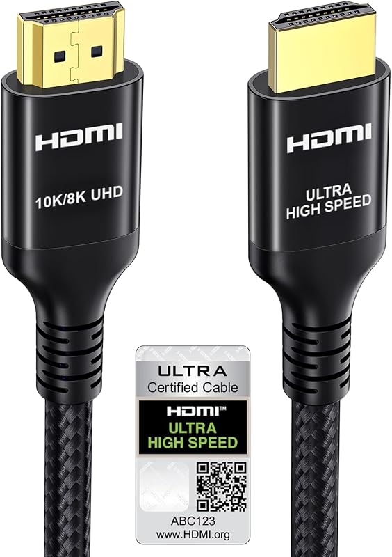 Etseinri HDMI 2.1 Cable 2M Certified 48Gbps Ultra High Speed HDMI® Cable 4K 240Hz 165Hz 120Hz 8K 60Hz 10K HDMI Lead Braided Cord HDCP 2.3 Dolby Atmos Vision eARC HDR for Gaming Monitors TV Soundbar