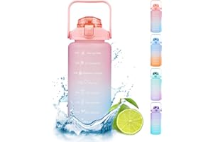 BEAUTYSAY ABC Water Bottle, 2L Sports Water Bottle with Straw & Time Maker, Leak-proof Drinks Bottle for Outdoor Sports, Gym, Hiking, Camping, Cycling, Fitness, School, Running, BBQ, Beach, BPA-free