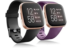 SUPERPOW Correa Fitbit Versa 2, 2 Piezas Correa para Fitbit Versa/Versa 2 / Versa Lite Correa Silicona Suave Ajustable Deportivo Pulsera de Reemplazo Compatible para Mujeres y Hombres Pequeño Grande
